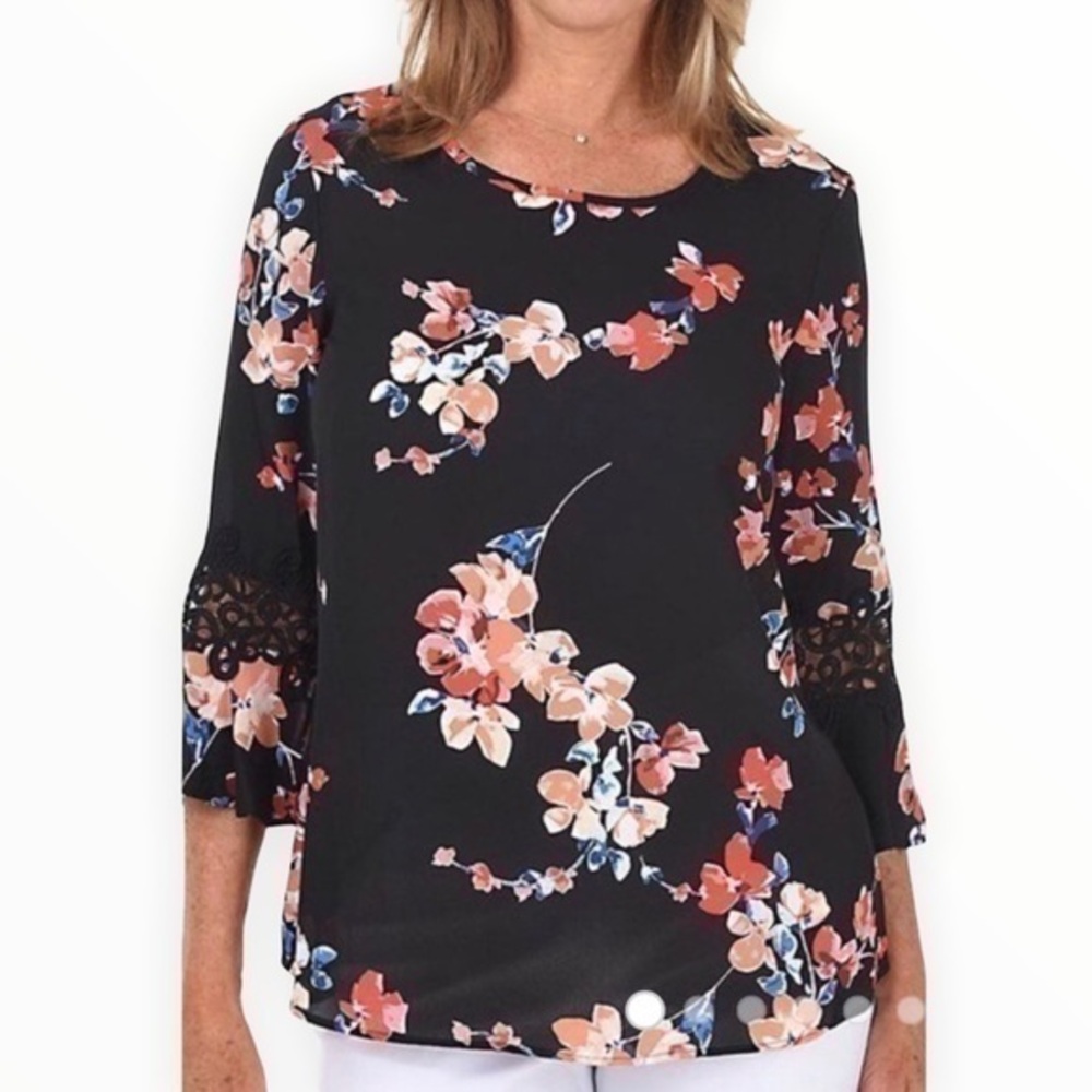 Zac & Rachel black and floral blouse